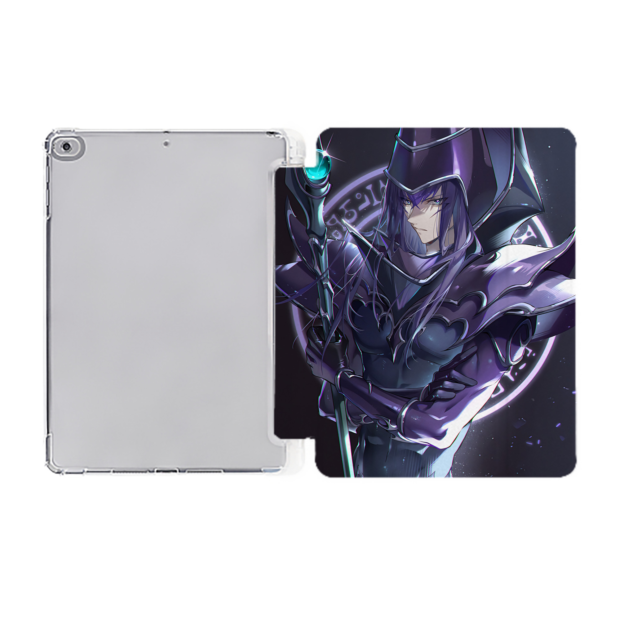 （画像用） 遊☆戯☆王 Yu-Gi-Oh! IPad ケース ペン収納付き 三つ折りスタンド PUレザー×シリコン 対応機種9.5/10.5/10.9インチ